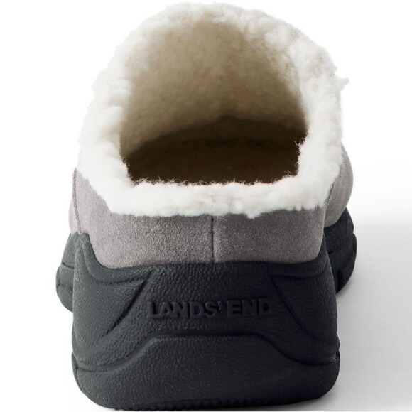 Lands' End Women 10M Gray Leather Suede Houndstooth All Weather Slip-On Mule NIP - Picture 8 of 9